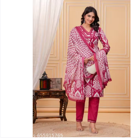 Embroidered Pure Cotton Printed Kurta Set – Elegance Meets Everyday Comfort